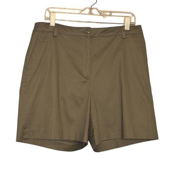 Kim Rogers khaki flat front midi shorts size 14 - Picture 7 of 11
